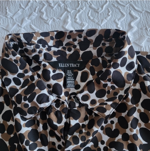 ELLEN TRACY WOMEN'S LONG SLEEVE SHEER BLOUSE XL Black|Mocha|White - Picture 12 of 14